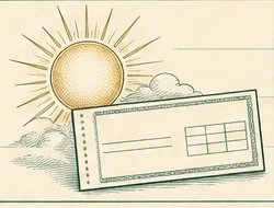 Illustrated sun over an estimated tax payment stub