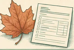 Illustrated autumn leaf beside an extension form